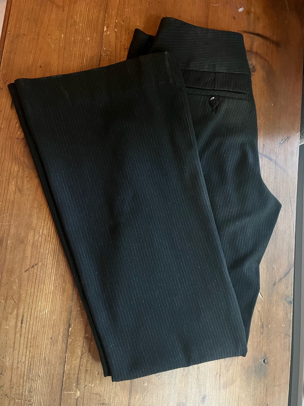 Express Design Studio Editor Black Pinstripe Flare Trousers